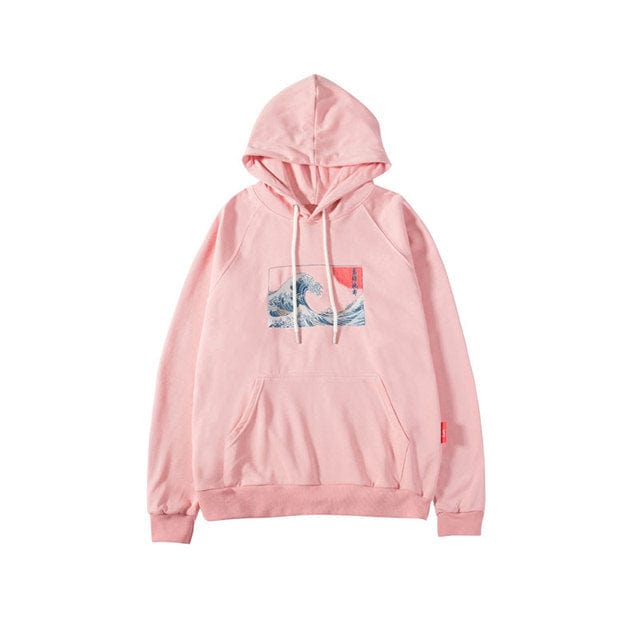 GONTHWID Official Store HOODIES & SWEATSHIRTS Pink / S Embroidered Japanese Wave Hoodie