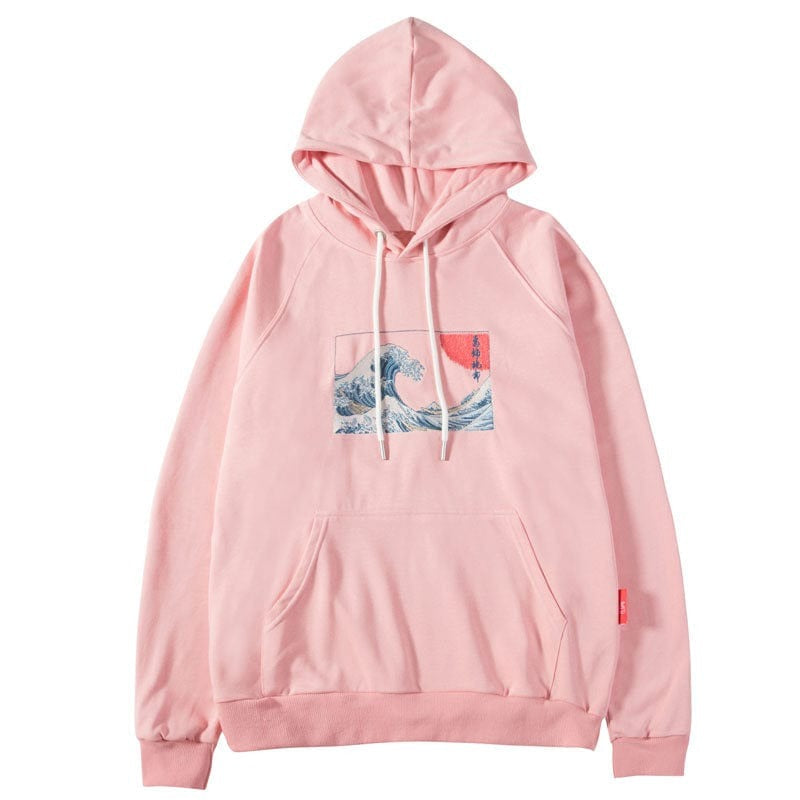 GONTHWID Official Store HOODIES & SWEATSHIRTS Embroidered Japanese Wave Hoodie